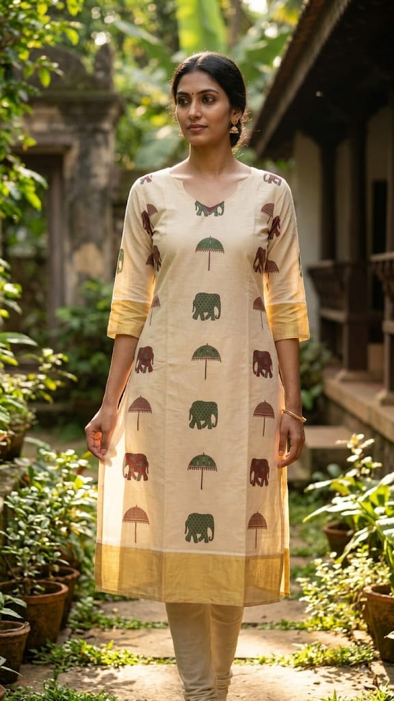 Mayas Traditional Elephant Print Kurthi